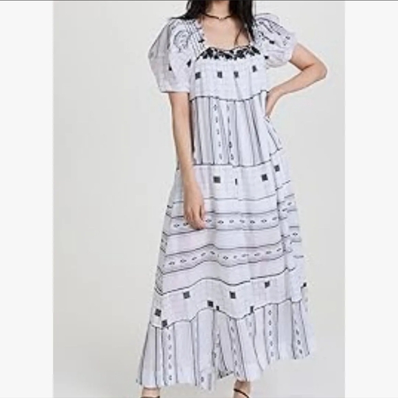 Free People Dresses & Skirts - Free People - White And Black Jaime Embroidered Maxi Dress - Size M